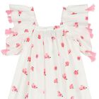 Girls White & Pink Rose Dress, 1, hi-res