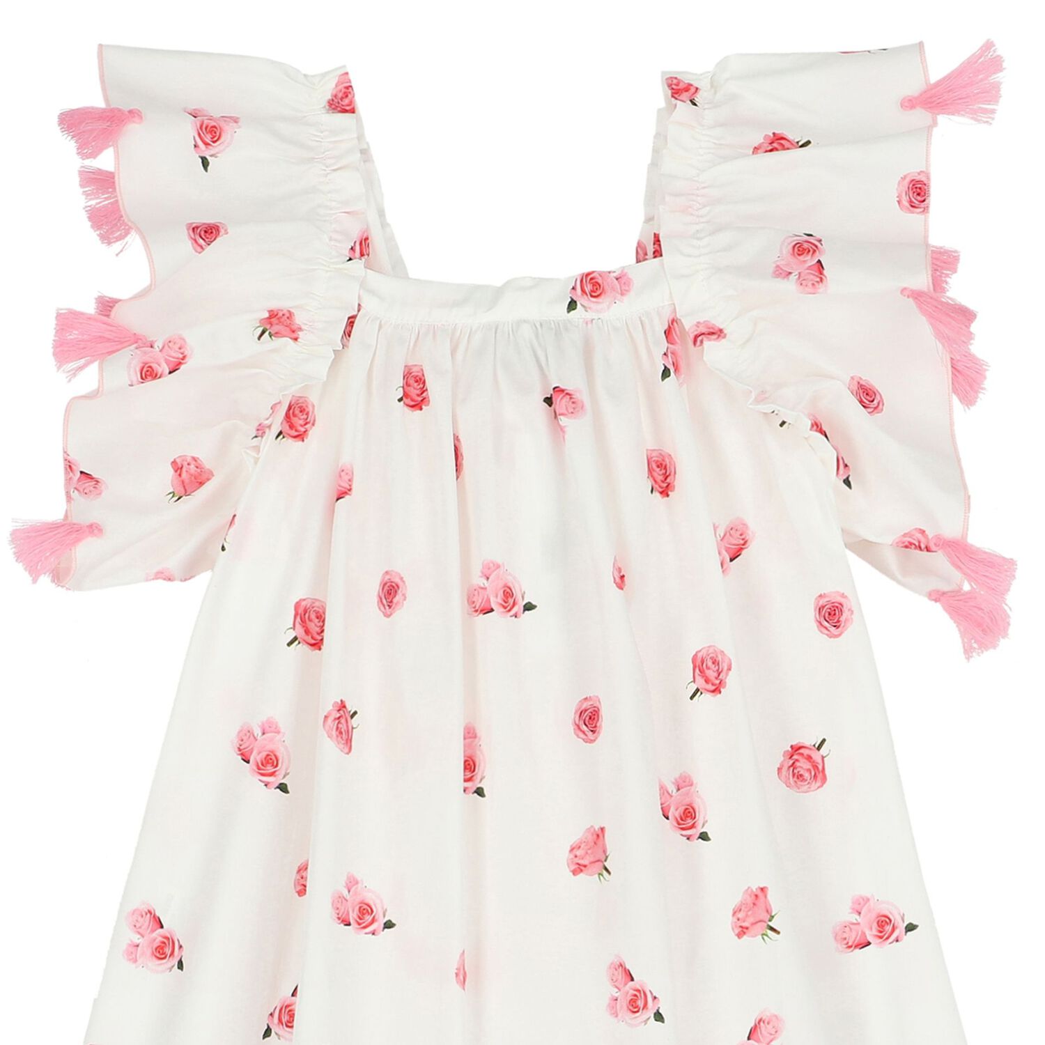 Girls White & Pink Rose Dress, 1, hi-res image number null