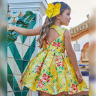 Girls Yellow Floral Dress, 1, hi-res