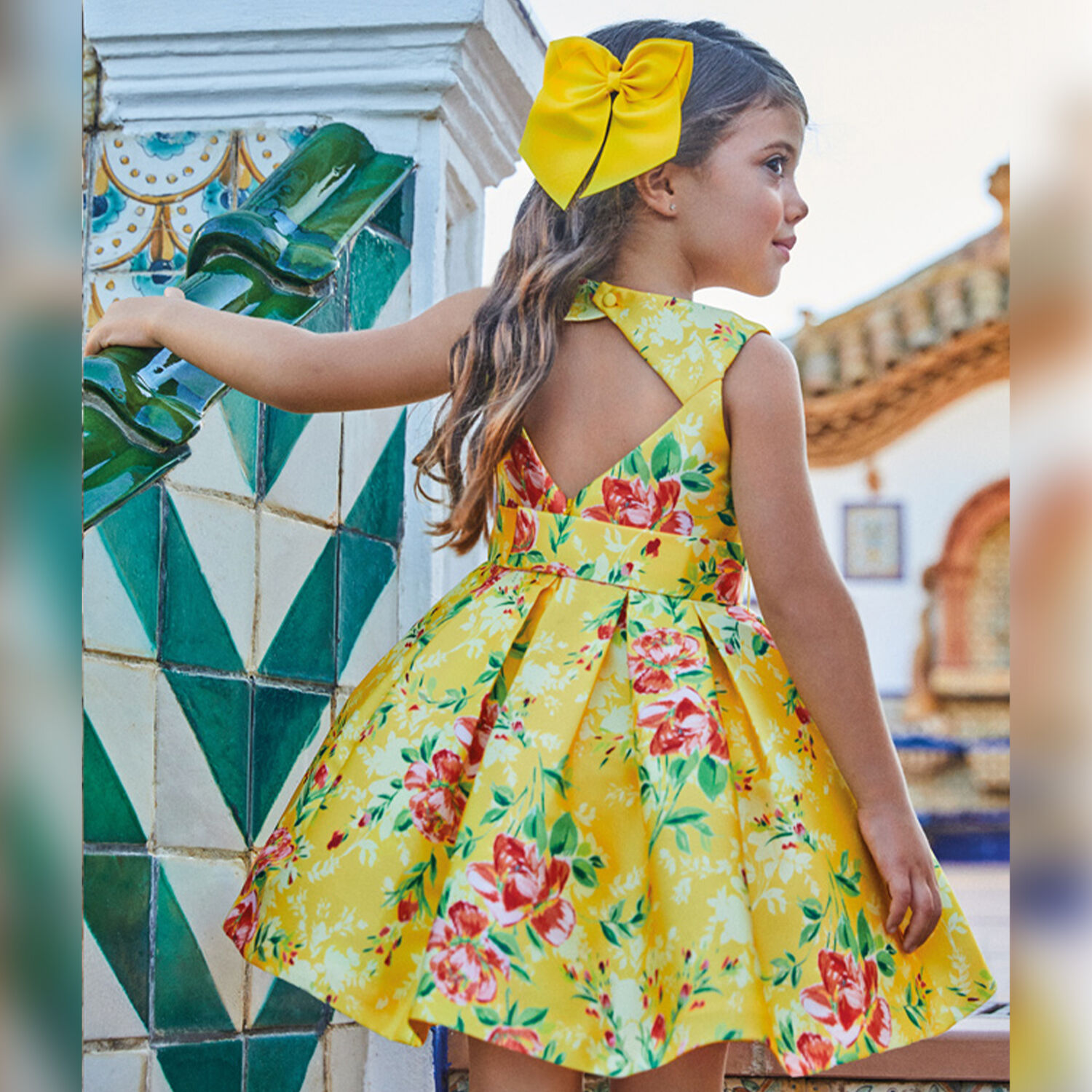 Girls Yellow Floral Dress, 1, hi-res image number null