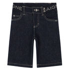 Boys Blue Logo Denim Shorts, 1, hi-res