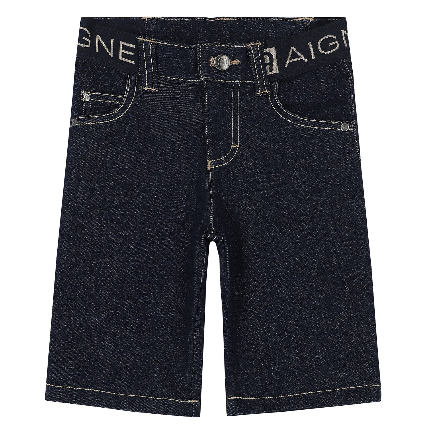 Boys Blue Logo Denim Shorts, 1, hi-res