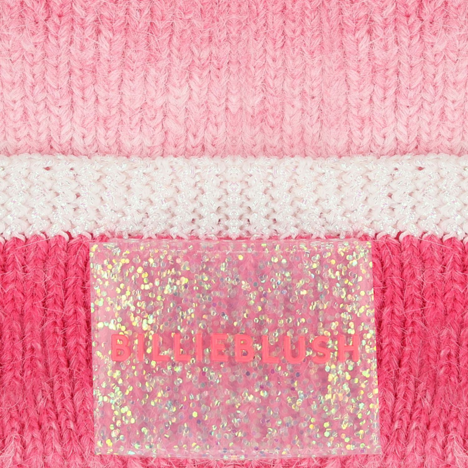 Younger Girls Pink Knitted Hat, 1, hi-res