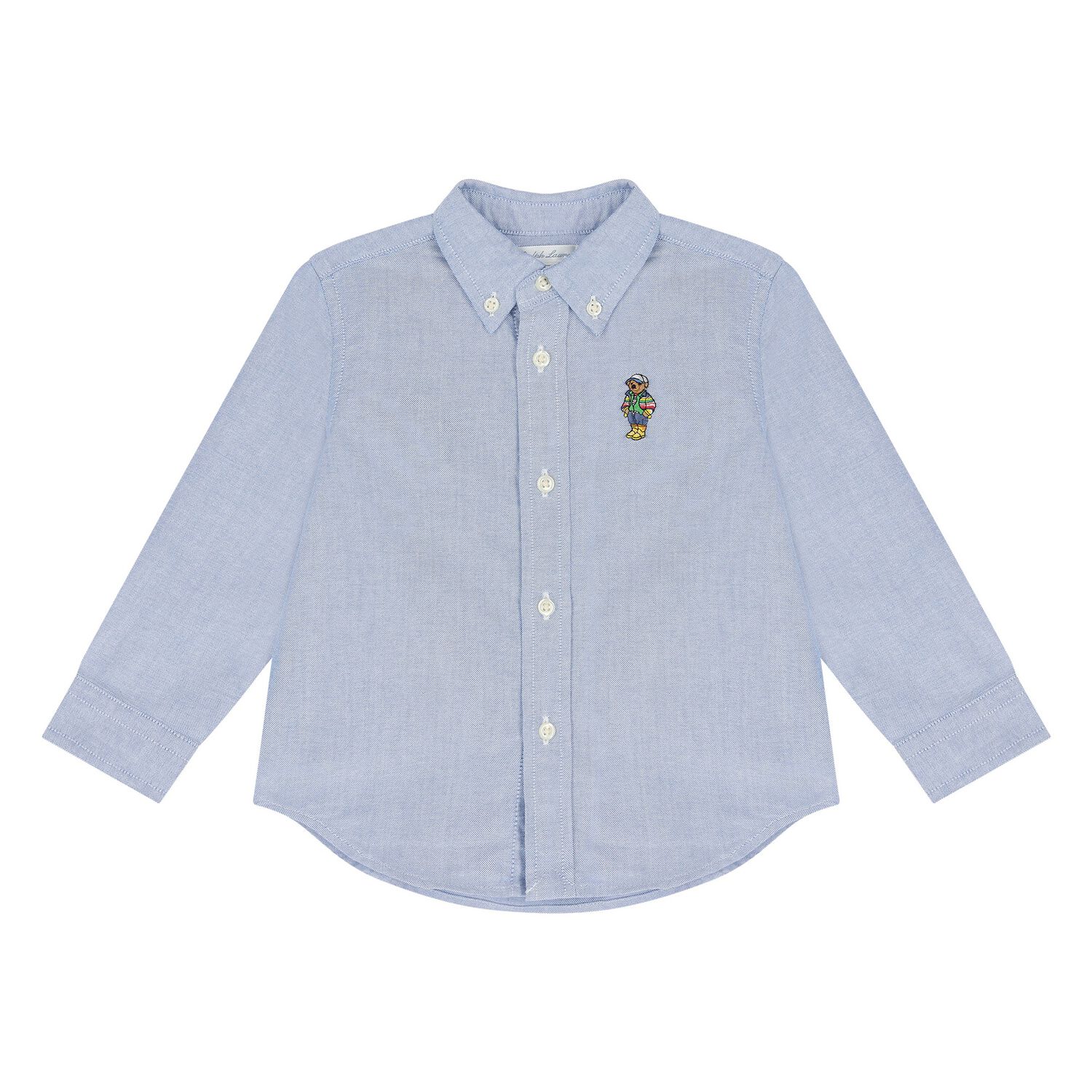 Baby Boys Blue Polo Bear Shirt, 1, hi-res