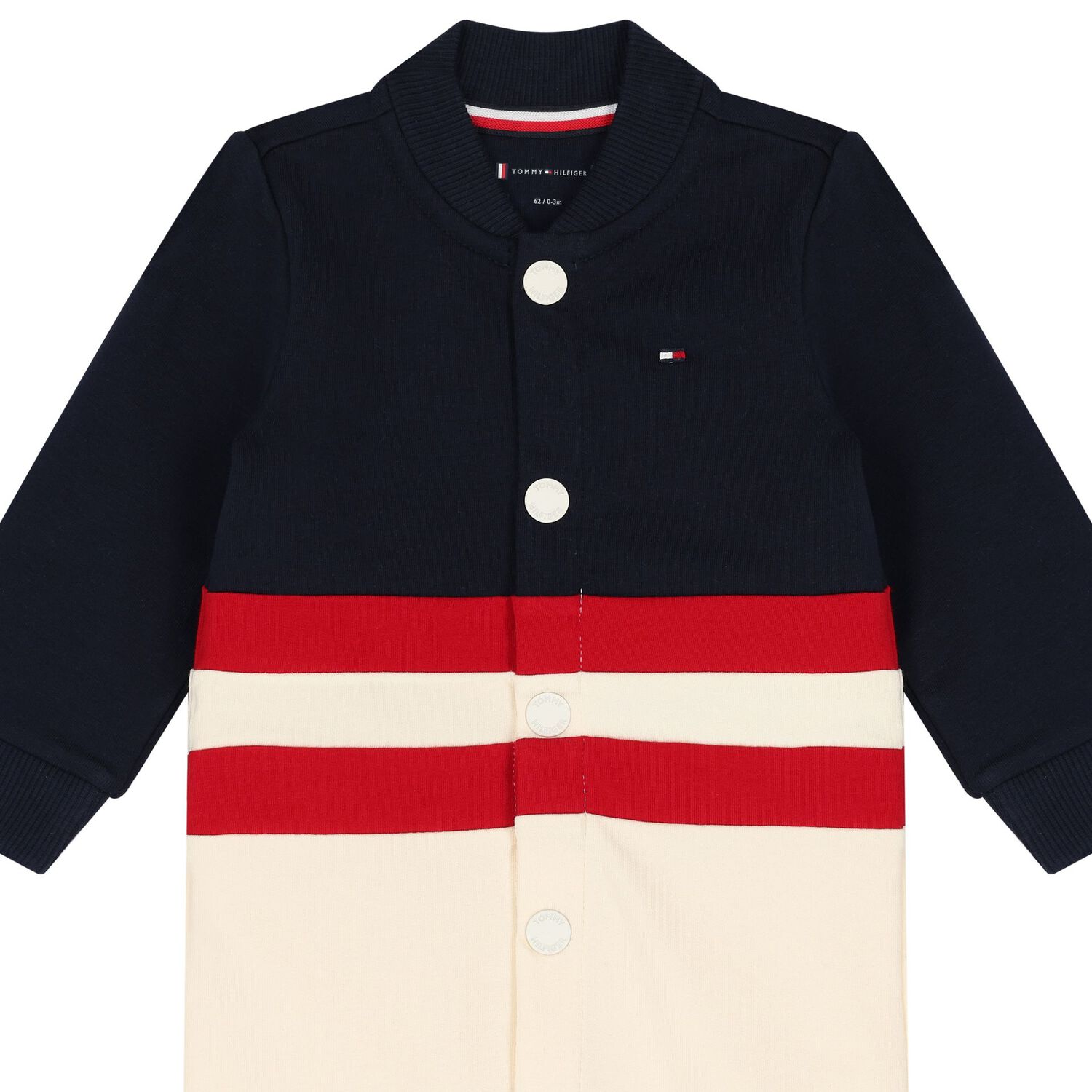 Baby Boys Navy Blue & Beige Logo Romper, 1, hi-res