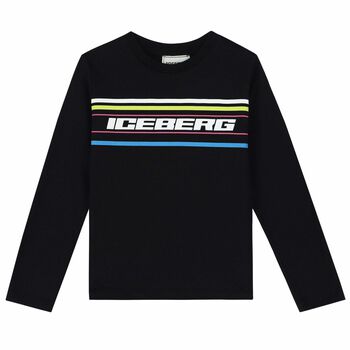 Boys Black Logo Long Sleeve Top
