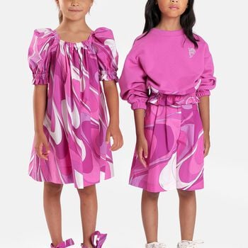 Girls Pink & Purple Ruffled Marmo Dress