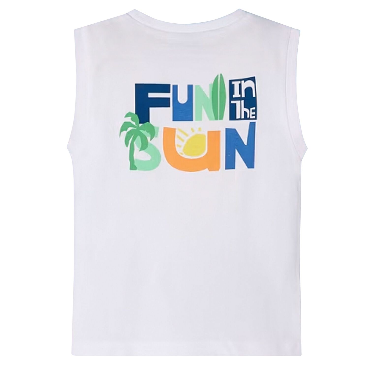 Boys White Sleeveless Top, 1, hi-res