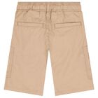 Boys Beige Logo Shorts, 2, hi-res