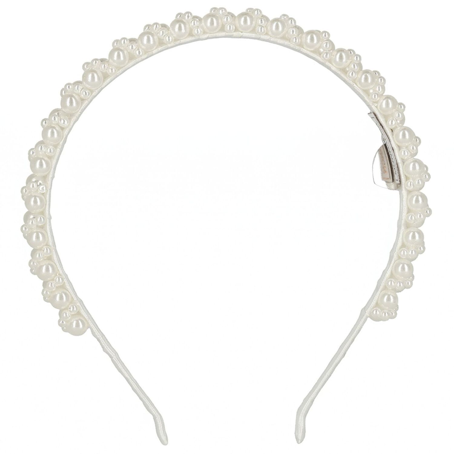 Girls White Embellished Pearl Headband, 1, hi-res