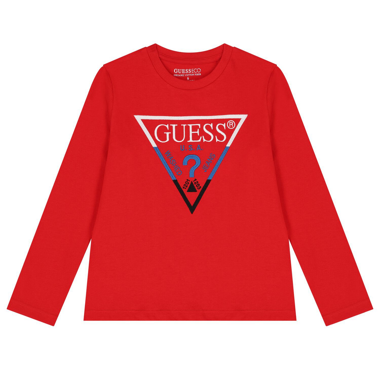 Boys Red Logo Long Sleeve Top, 1, hi-res