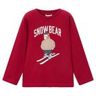 Boys Red Snow Bear Long Sleeve Top, 2, hi-res