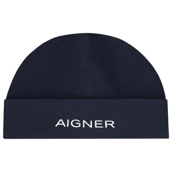 Baby Boys Navy Blue Logo Hat