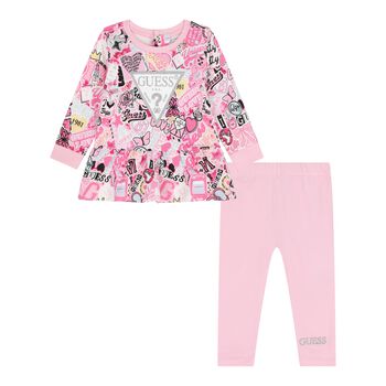 Baby Girls Pink Logo Leggings Set