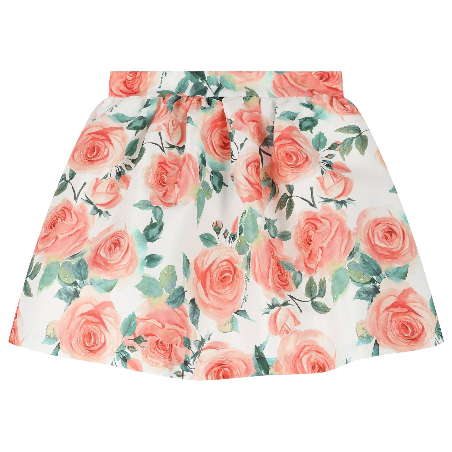 Girls Coral & White Rose Satin Skirt Set, 1, hi-res image number null
