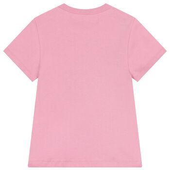 Girls Pink Embroidered Logo T-Shirt