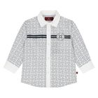 Younger Boys White & Black Logo Shirt, 1, hi-res