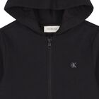 Black Logo Hooded Zip Up Top, 1, hi-res