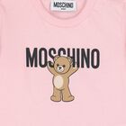 Younger Girls Pink Teddy Bear Logo Long Sleeve Top, 4, hi-res