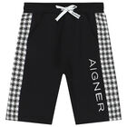 Boys Black Logo Shorts, 2, hi-res