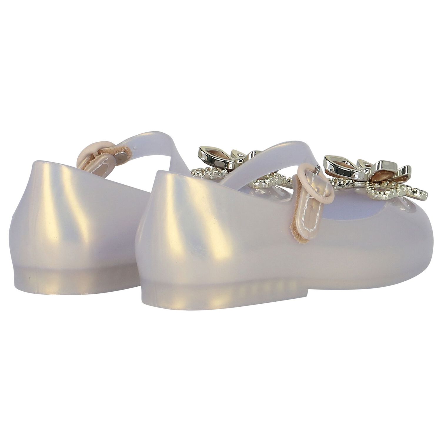 Younger Girls Ivory & Beige Butterfly Jelly Shoes, 2, hi-res