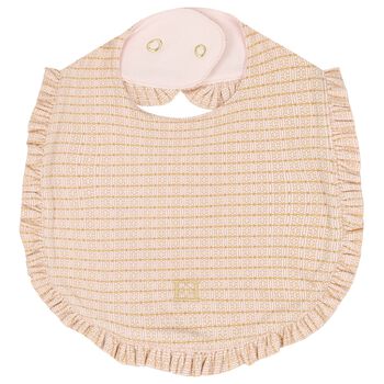 Baby Girls Pink & Gold Ruffled Bib