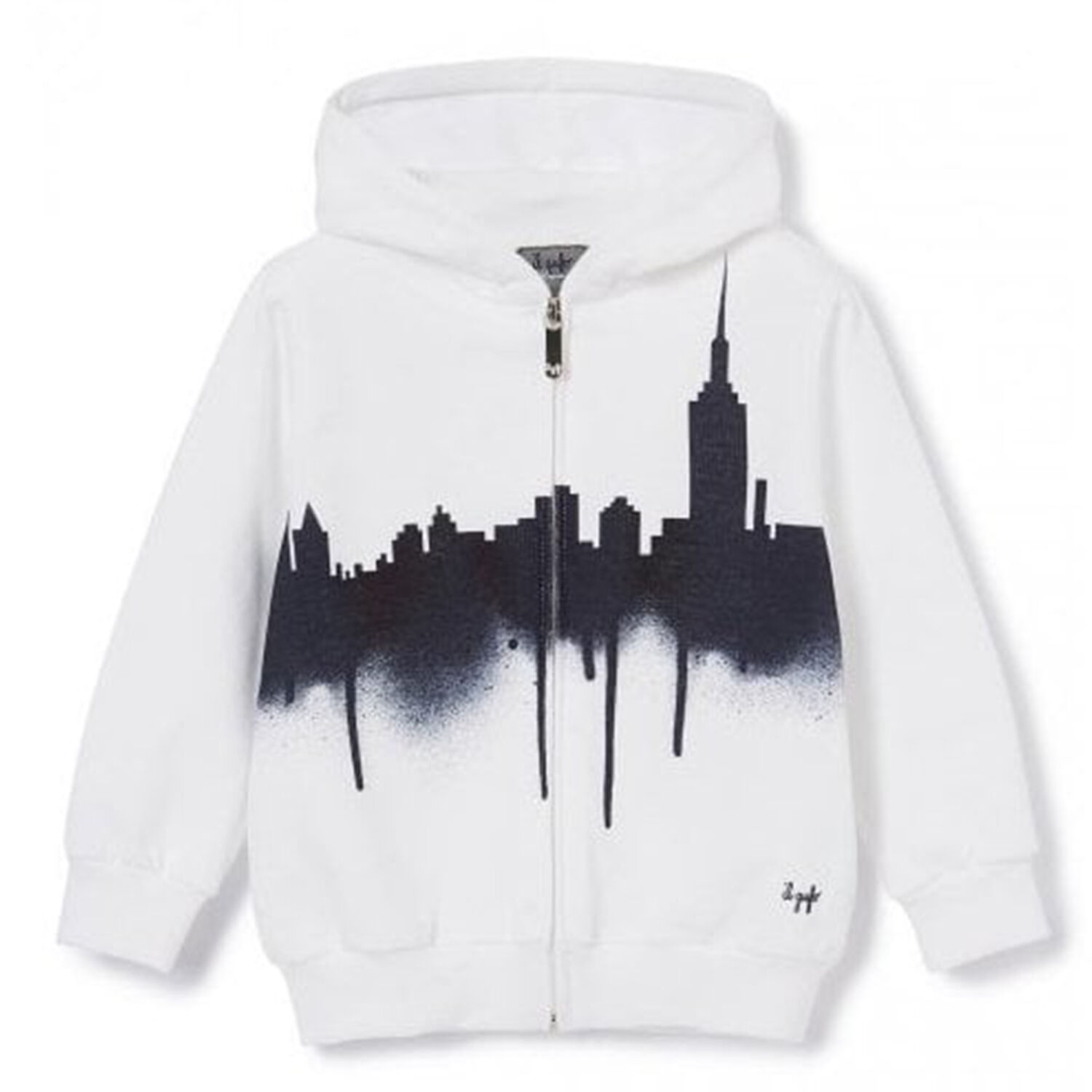 Boys White Hooded Top, 1, hi-res