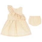 Baby Girls Ivory Broderie Anglaise Ruffle Dress Set, 1, hi-res