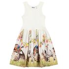 Girls Ivory Floral Dress, 2, hi-res