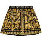 Girls Black & Gold Barocco Pleated Skirt, 1, hi-res