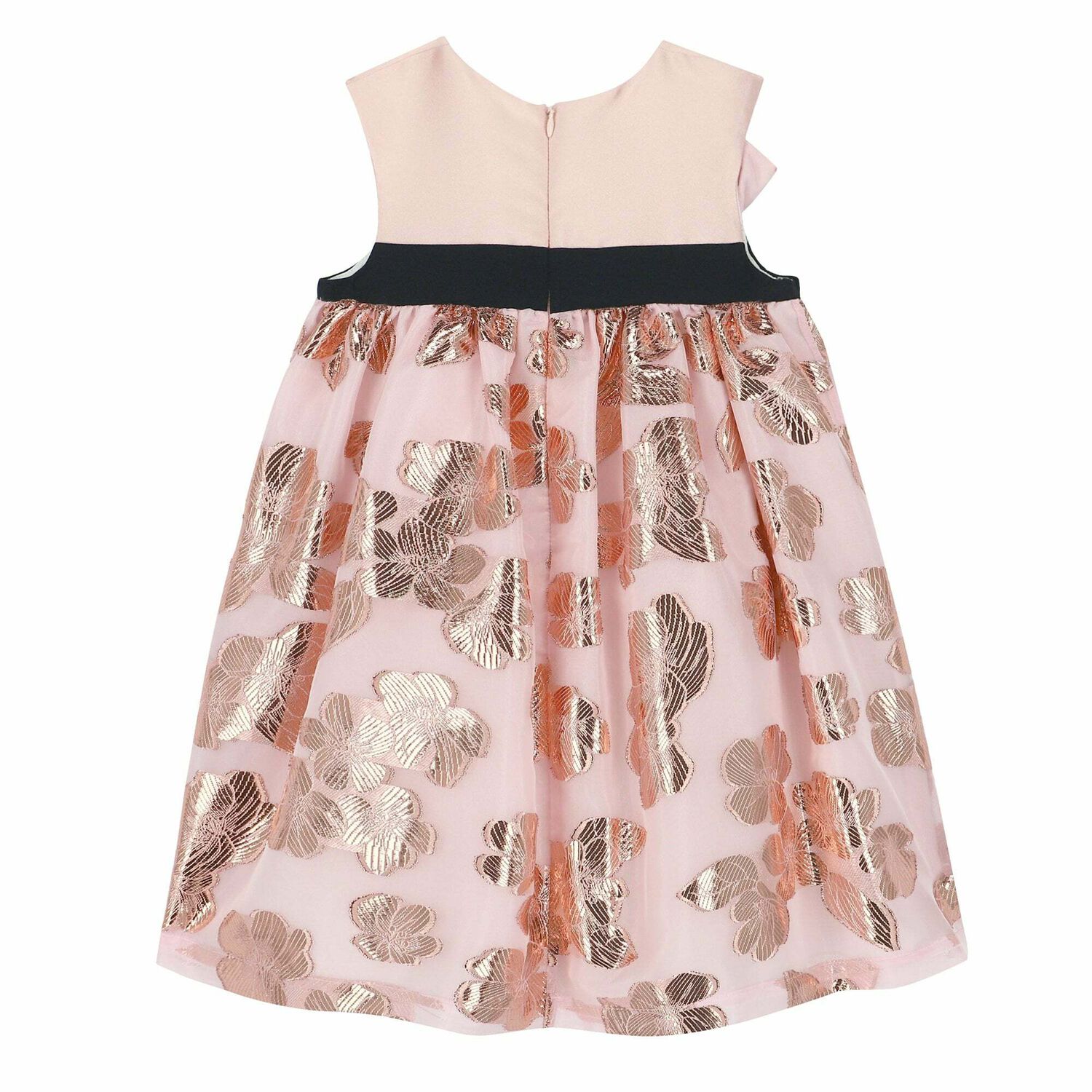 Girls Pink & Rose Gold Brocade Dress, 1, hi-res image number null