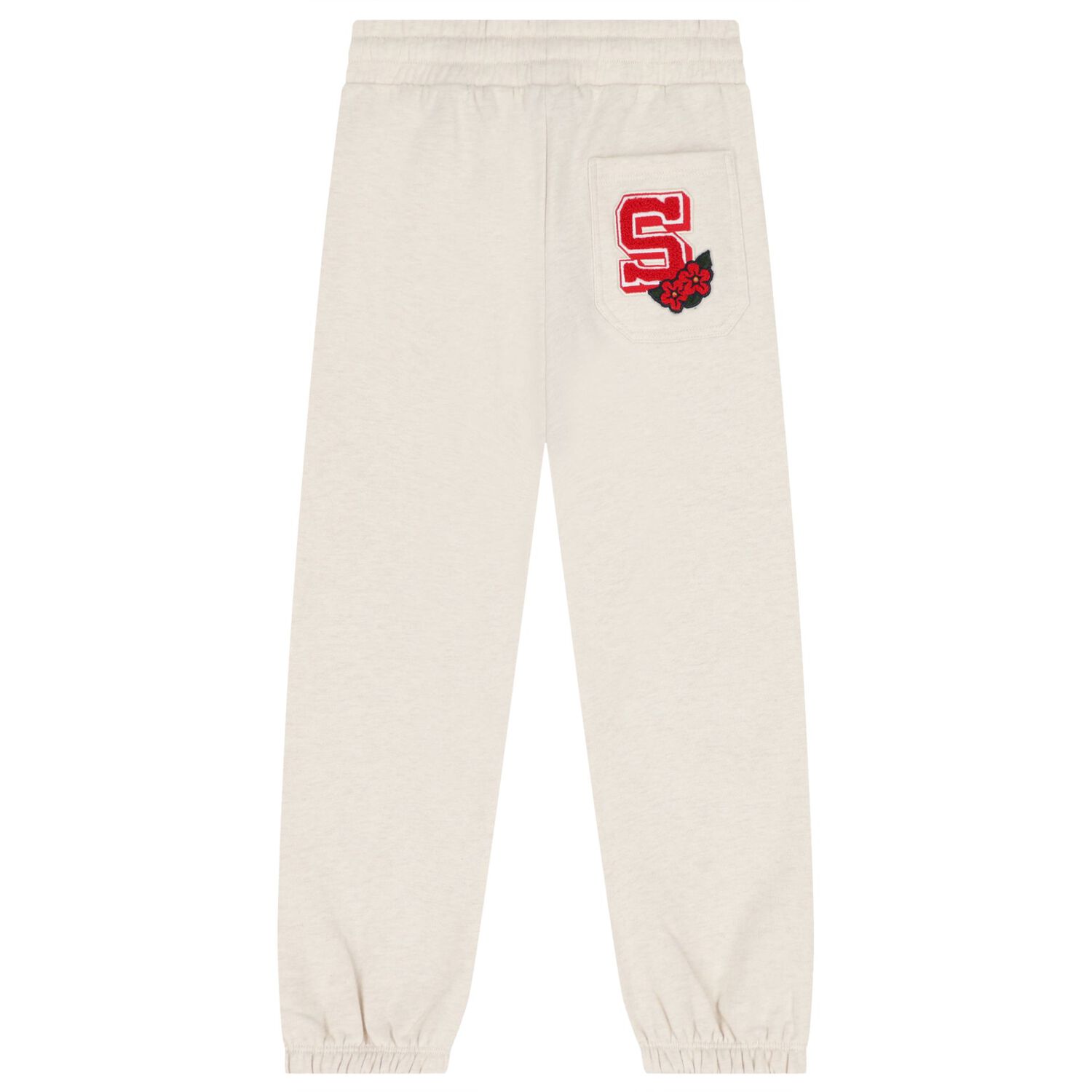 Girls Beige Patch Joggers, 1, hi-res