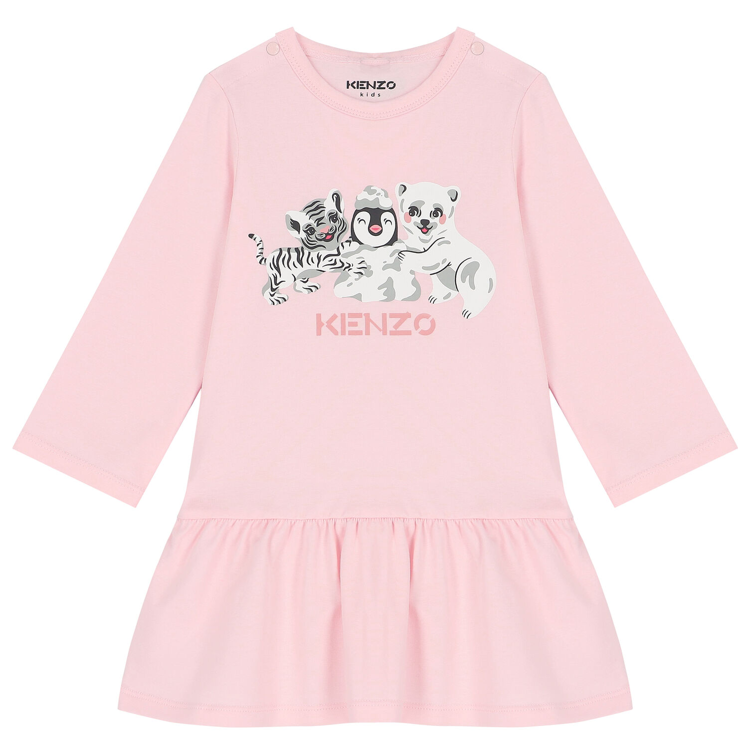 Baby Girls Pink Logo Dress, 1, hi-res