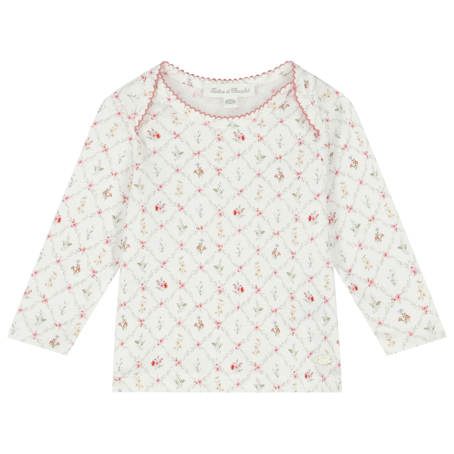 Baby Girls Ivory Floral Pyjamas, 1, hi-res