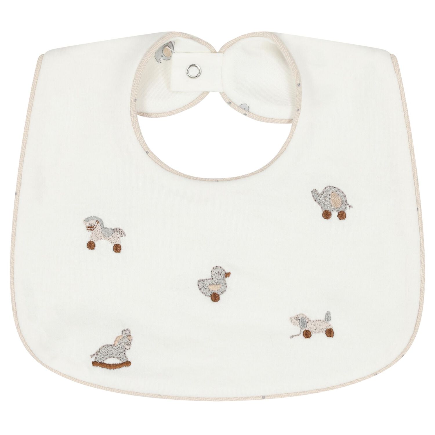 Ivory Embroidered Bibs ( 2 Pack ), 1, hi-res