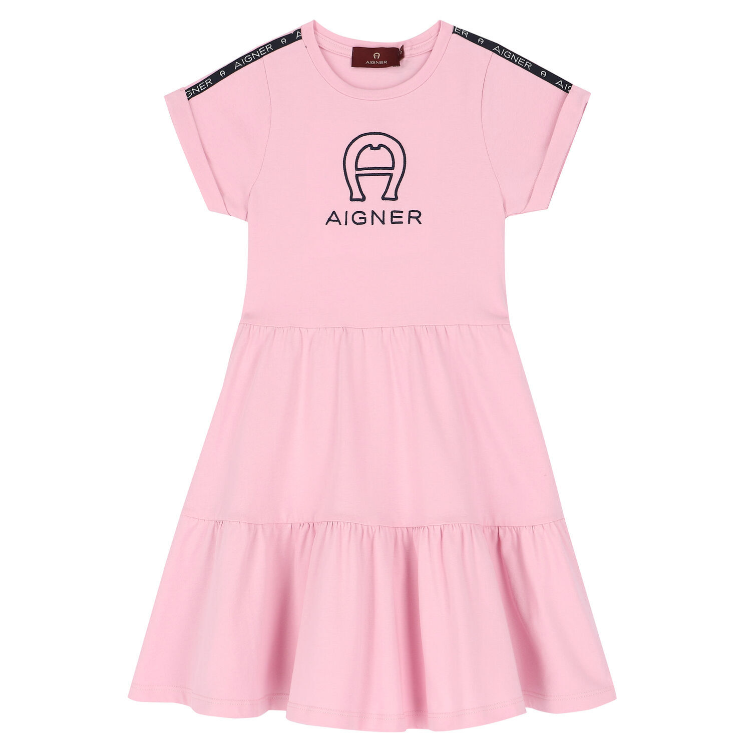 Girls Pink Logo Dress, 3, hi-res