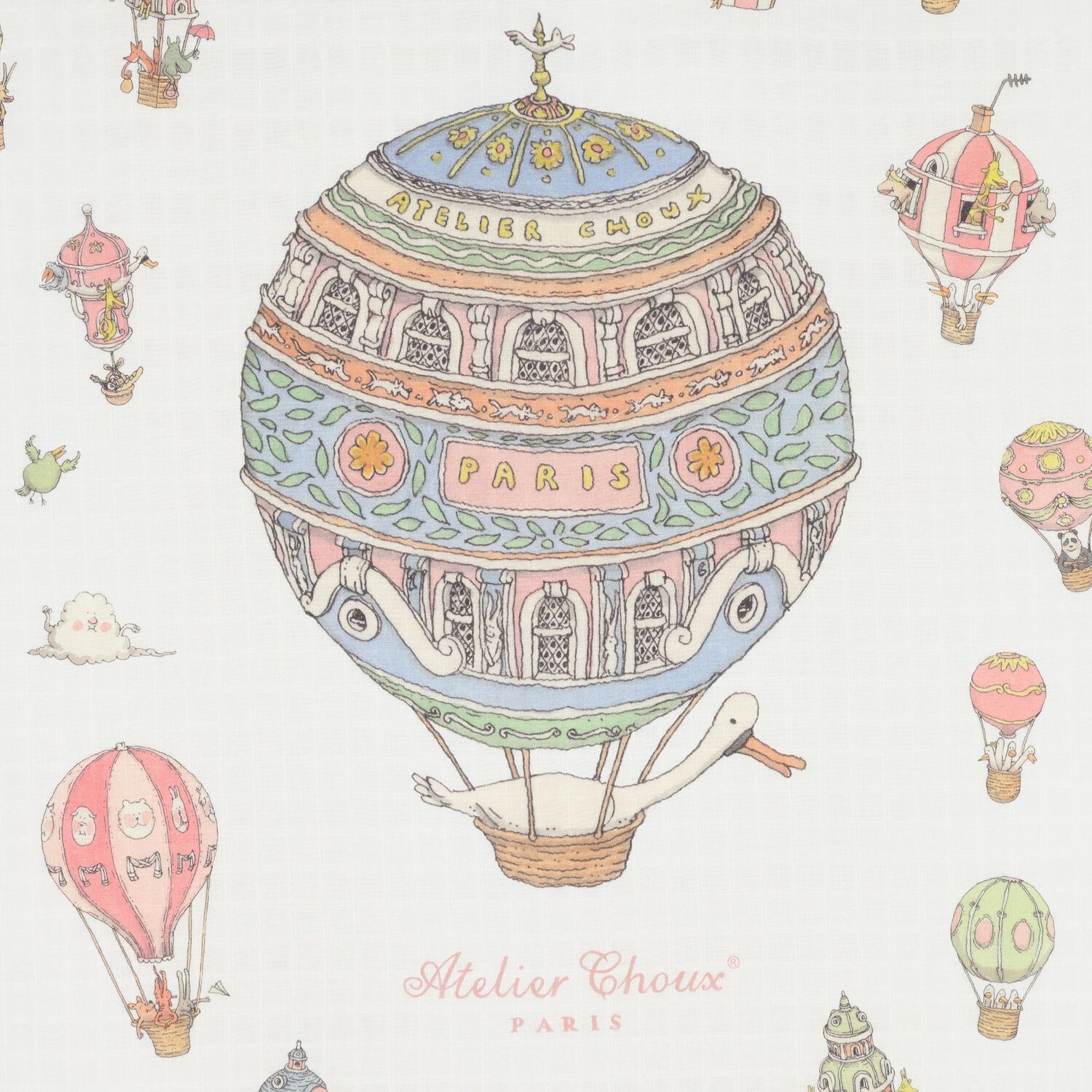 White Hot Air Balloons Baby Carr&eacute; Swaddle Blanket, 1, hi-res