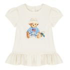 Baby Girls Ivory & Blue Teddy Bear Shorts Set, 1, hi-res