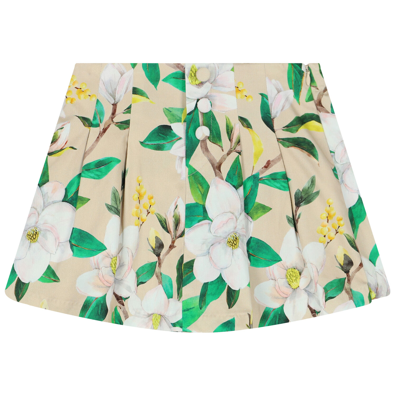 Girls Beige Floral Pleated Skort, 1, hi-res