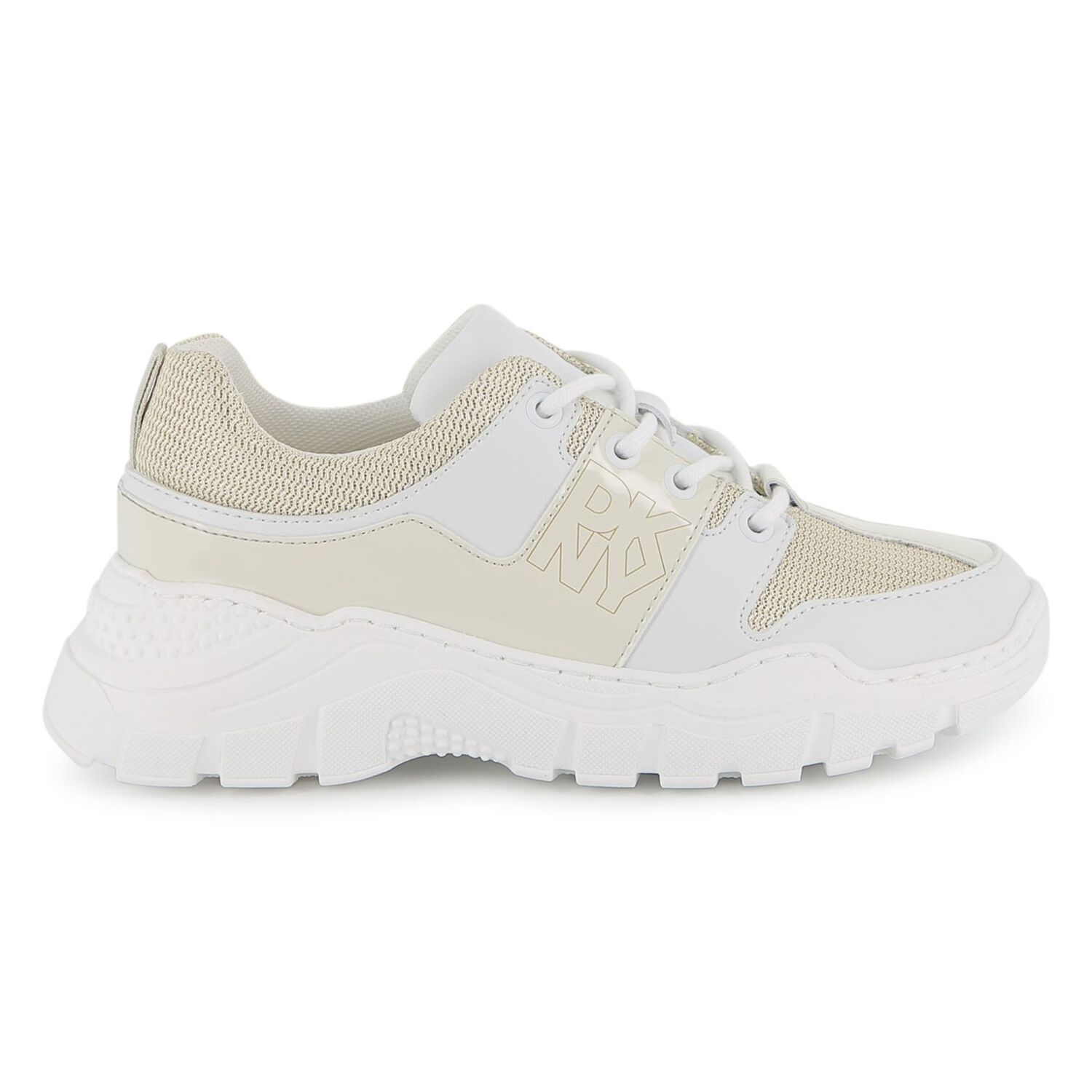 Girls Mini Me White Logo Trainers, 1, hi-res