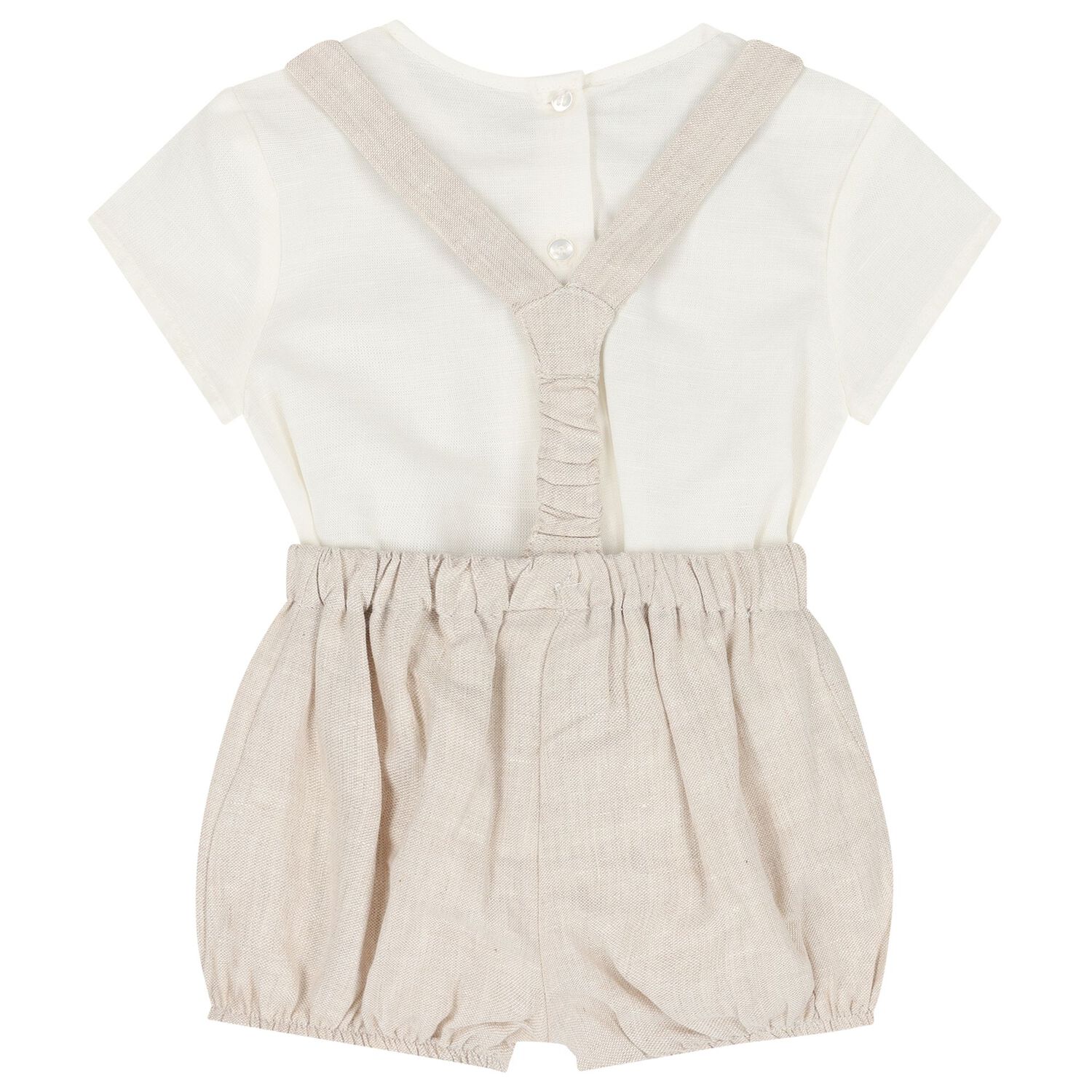 Baby Boys Ivory & Beige Shorts Set , 2, hi-res