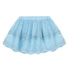 Younger Girls White & Blue Tulle Skirt Set, 2, hi-res