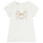 Girls Ivory & Beige Bow Skirt Set, 1, hi-res