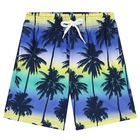 Boys Blue & Yellow Palm Tree Swim Shorts, 1, hi-res