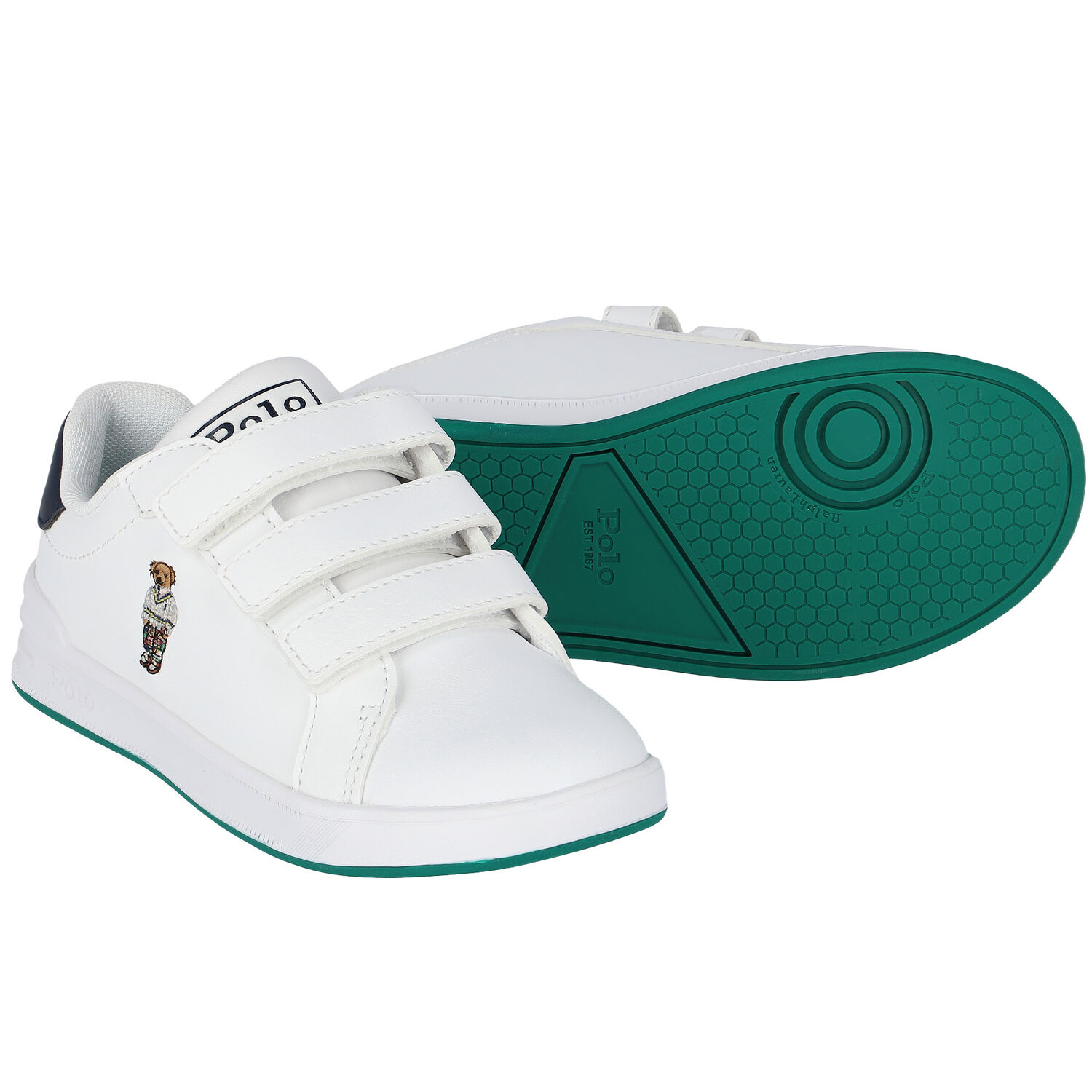Boys White Logo Trainers, 1, hi-res
