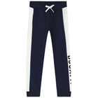 Boys Navy & White Logo Joggers, 1, hi-res