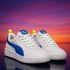 Boys White & Blue Rickie Trainers, 1, hi-res