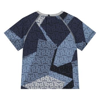 Younger Boys Grey & Blue Logo T-Shirt