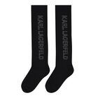 Girls Black Logo Socks, 1, hi-res