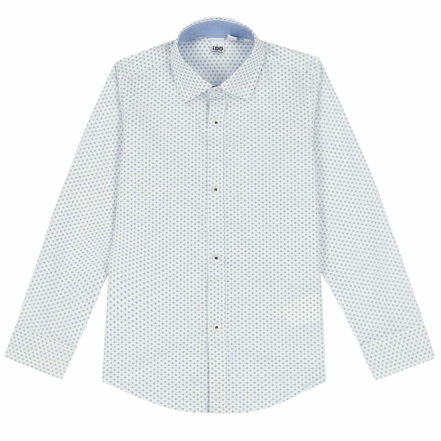 Boys White Long Sleeved Shirt, 1, hi-res